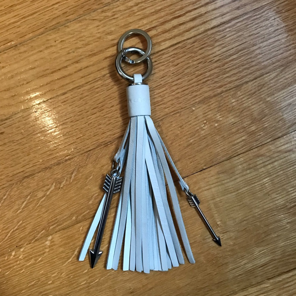 Mackage White Leather Charm Keychain